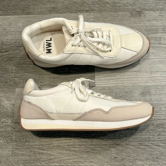 Madewell White and Tan Sneakers 7.5 Neutral Aesthetic - Picture 4 of 11